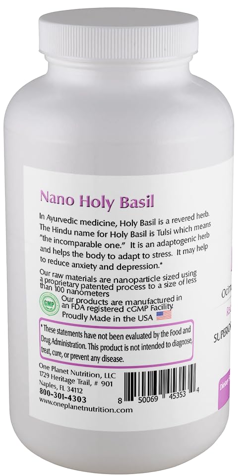 Caja y cápsulas Nano Holy Basil de One Planet Nutrition