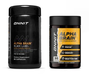 ONNIT Alpha Brain Bundle caja y botellas