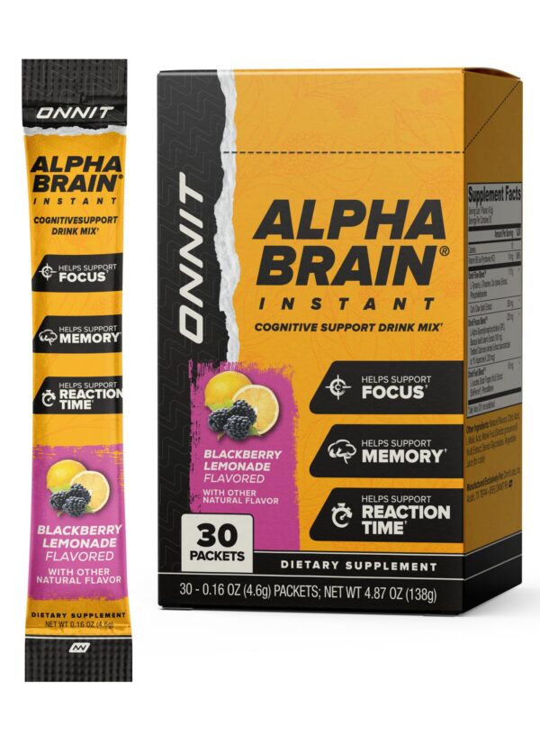Frente del empaque ONNIT Alpha Brain Instant Drink Mix