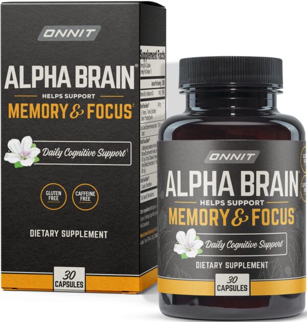 Caja ONNIT Alpha Brain suplemento nootrópico para memoria y foco