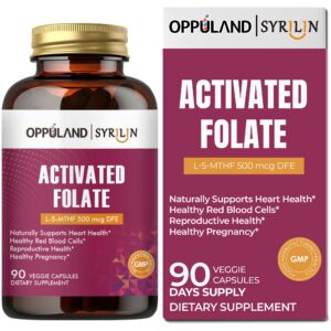 Frasco de cápsulas vegetales oppuland folato activado