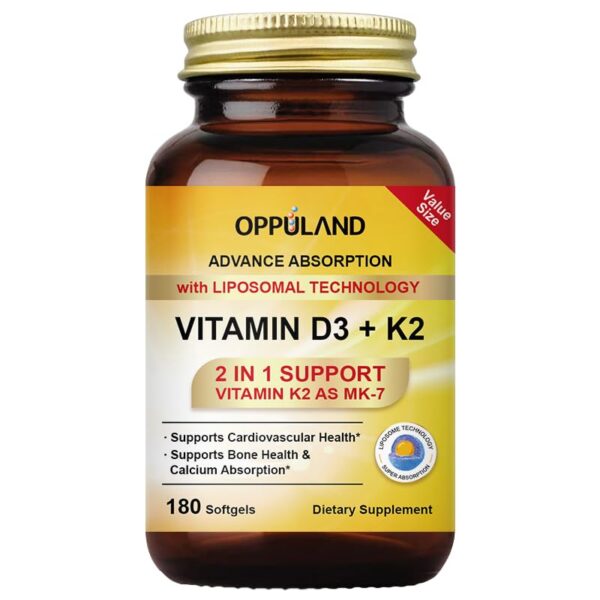 oppuland vitamina d3 5000 iu k2 mk7 180 cápsulas blandas