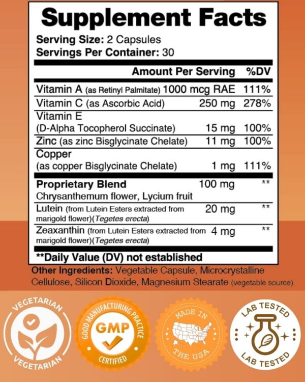 Caja con tres paquetes de Optic Care Eye Vitamins