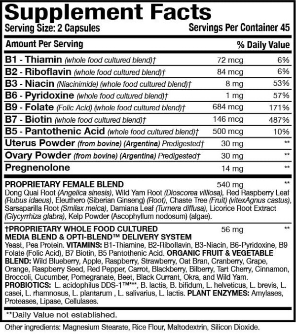 Version 1.0.0 Etiqueta de Opti-Female en envase