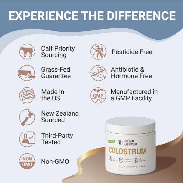 Calostro de pasto Optimal Carnivore etiqueta