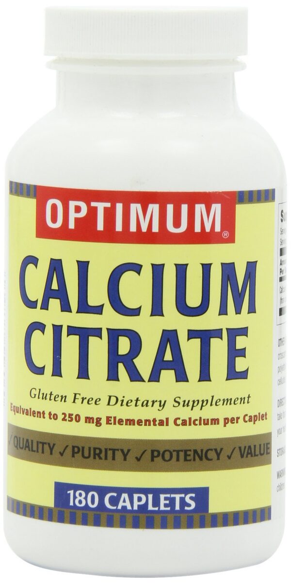 Optimum calcio citrate frasco etiqueta frontal