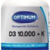 Frasco de Optimum Therapeutic Solutions D3 + K2