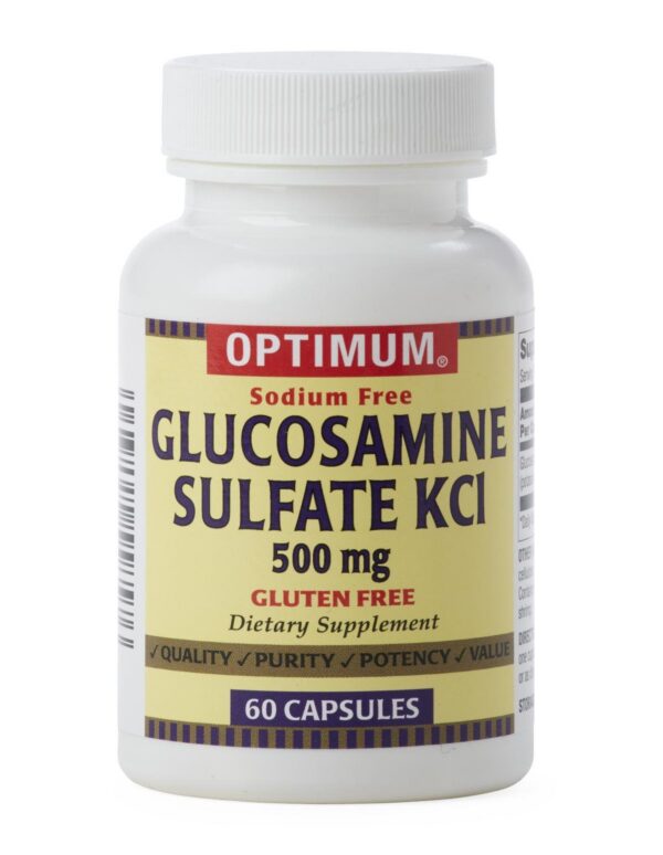 Frasco Optimum glucosamina sulfato 500 mg front