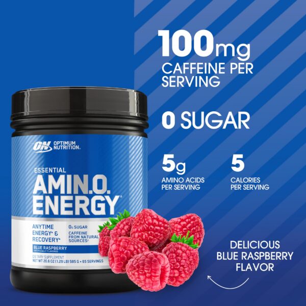 Etiqueta de Amino Energy con sabor Blue Raspberry