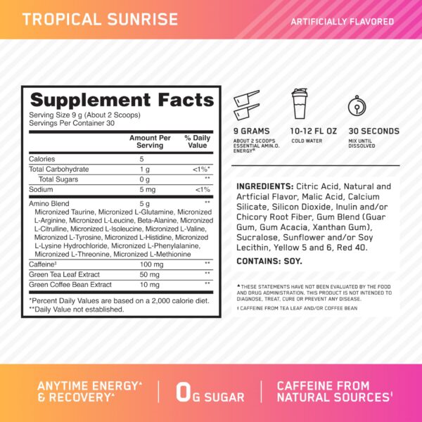 Frasco de Amino Energy con sabor Tropical Sunrise