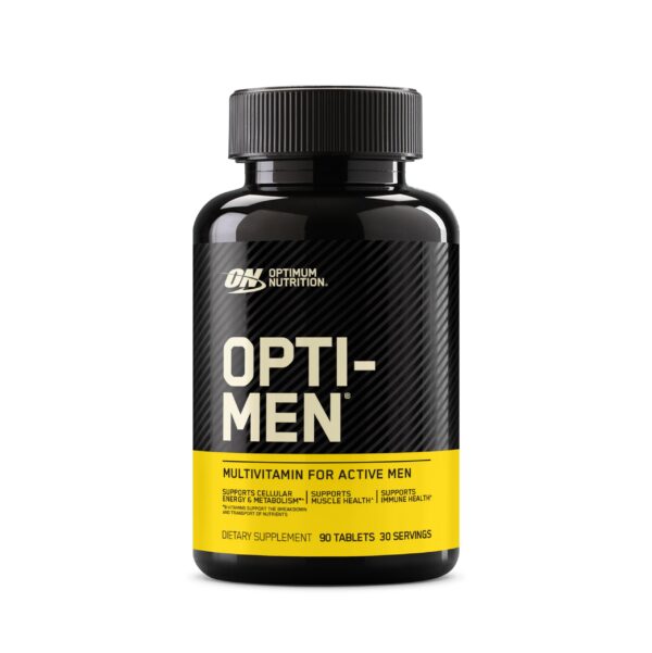 frente paquete multivitamínico optimum nutrition opti-men 90 tabletas