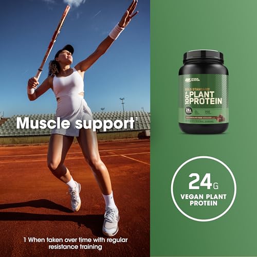 Frasco de proteína vegetal con etiqueta