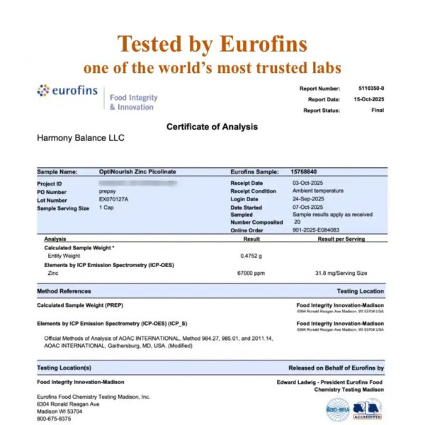 Version 1.0.0 Etiqueta frontal de OPTINOURISH zinc