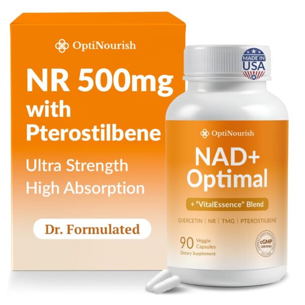 Frasco de OPTINOURISH NR 500 mg con etiqueta