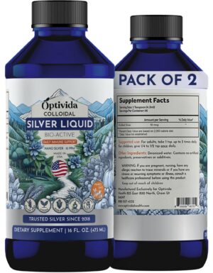Botella OPTIVIDA plata coloidal líquida 2-pack frente