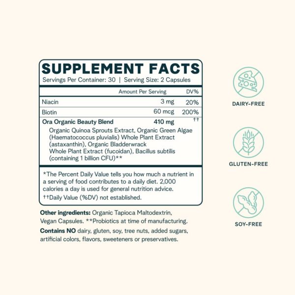 Ingredientes BeYouTiful de algas y vitaminas