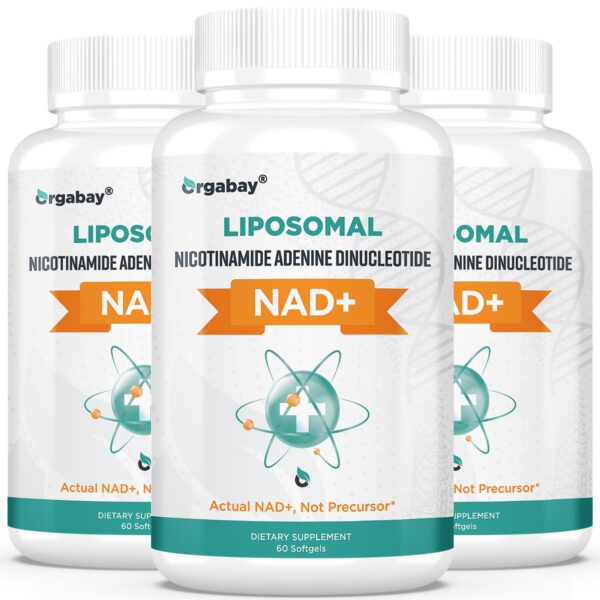 Orgabay liposomal NAD+ suplemento - frasco y etiqueta