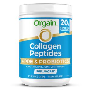 Frente del envase Orgain Collagen y Probiotics