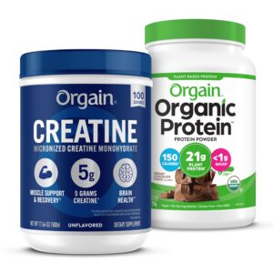 Orgain creatina monohidrato y proteína vegana - frente