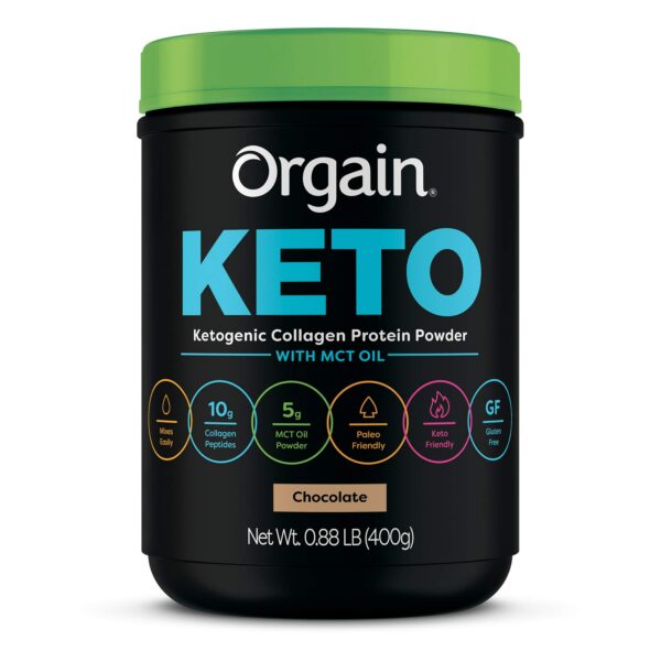 Frascos Orgain Keto Colágeno Chocolate y Proteína Orgánica