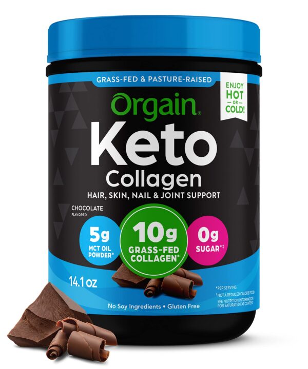 Orgain Keto colágeno proteína polvo chocolate apoyo salud