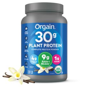 Envase de proteína vegana Orgain sabor vainilla 2.01 lb