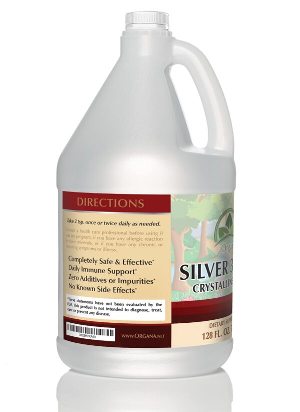 Etiqueta lateral del envase Organa plata coloidal