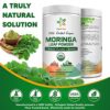 Polvo verde moringa en cuchara