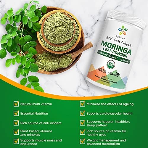 Envase de moringa orgánica certificado USDA