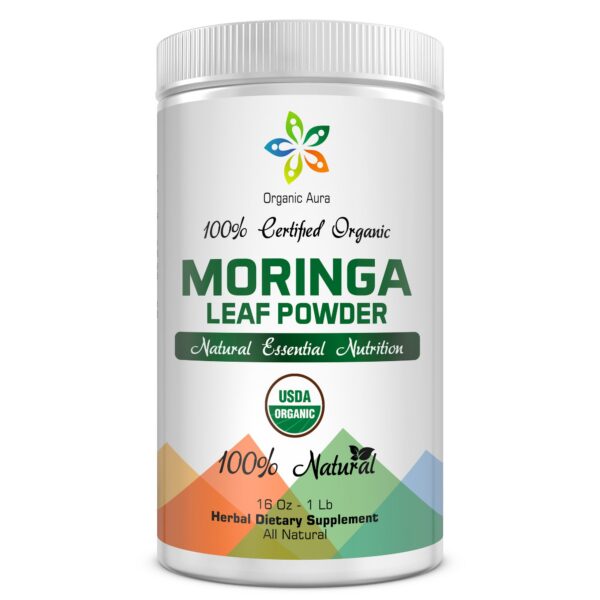 Polvo moringa orgánica certificado USDA frasco