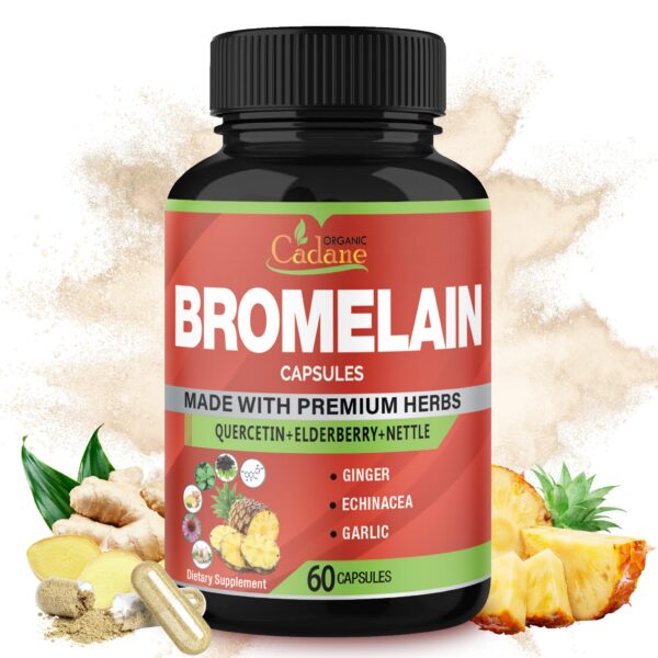 Organic Cadane Bromelina Orgánica cápsulas front label