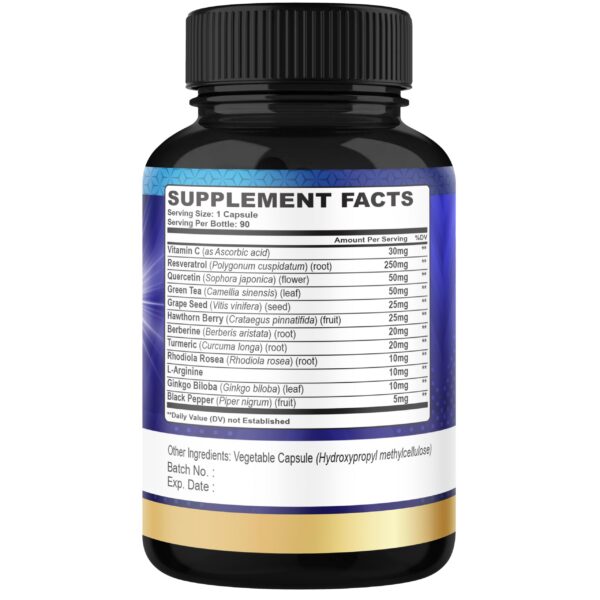 Etiqueta lateral de Organic Cadane Resveratrol