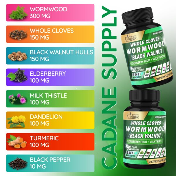 Frasco de cápsulas Organic Cadane Wormwood blend