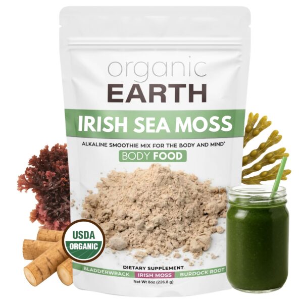 Polvo de Irish Sea Moss orgánico 8oz - etiqueta frontal