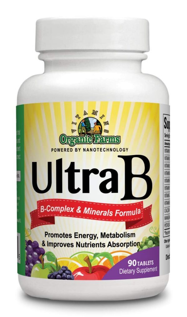 Frasco de Organic Farms Vitamins Ultra B Complex & Minerals