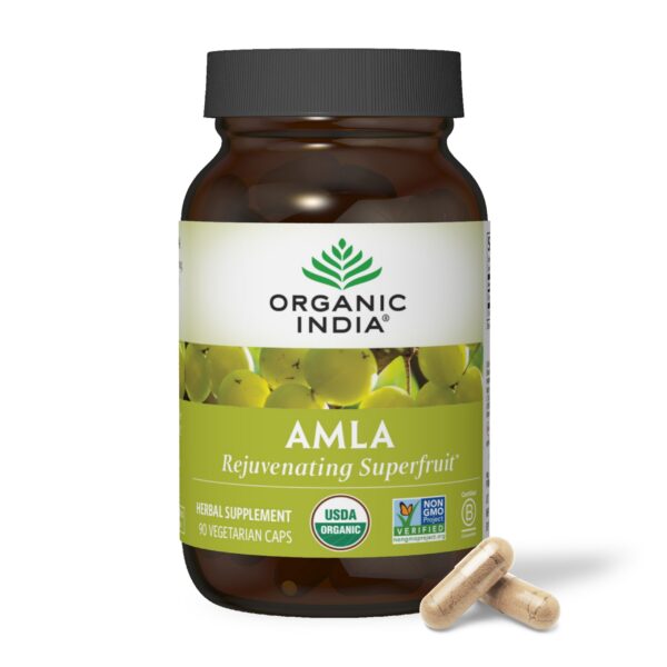 Organic India cápsulas orgánicas Amla suplemento herbal ayurvédico