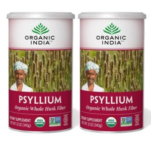 Organic India paquete doble polvo cáscara de psilio 12 onzas