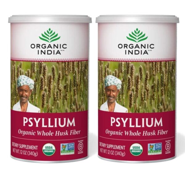 Organic India paquete doble polvo cáscara de psilio 12 onzas