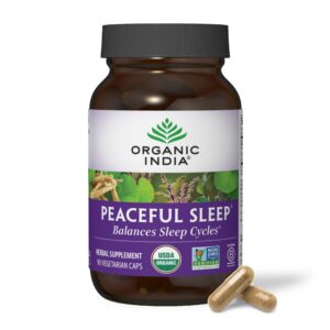 Organic India Peaceful Sleep suplemento herbal para dormir 90 cápsulas