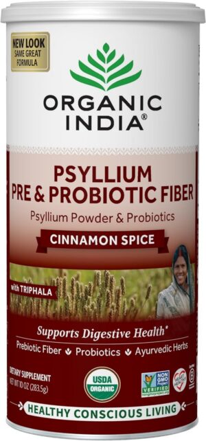 Polvo psyllium Organic India con canela 10 oz