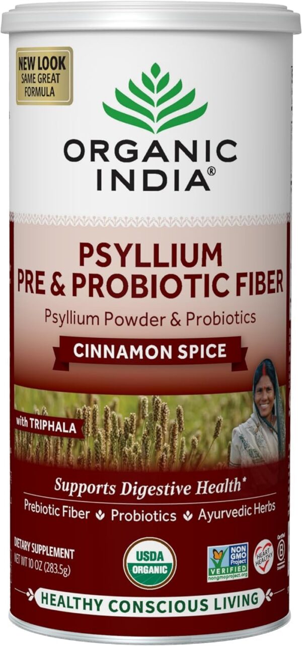 Polvo psyllium Organic India con canela 10 oz