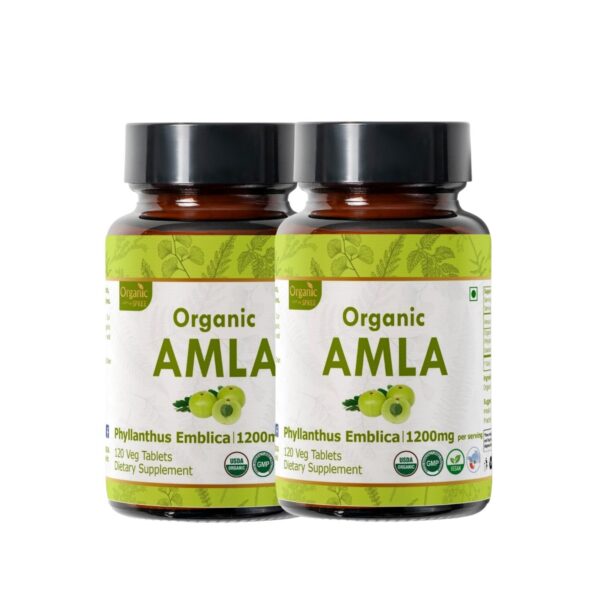 Tabletas orgánicas de amla en frasco