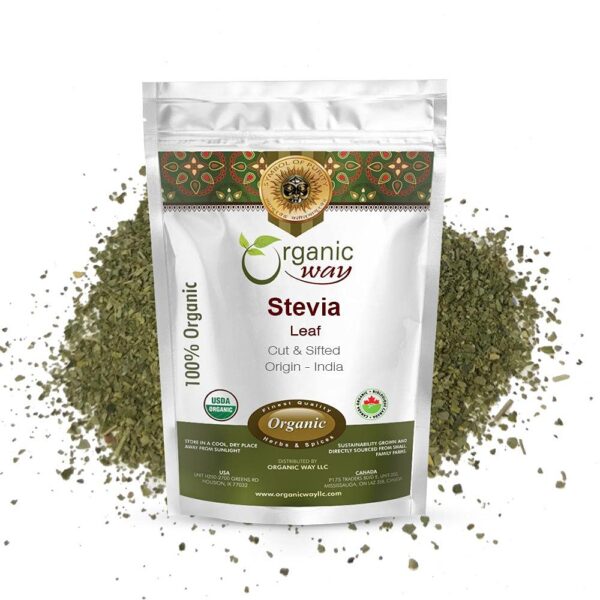 Paquete de hoja de stevia orgánica Organic Way 8 oz