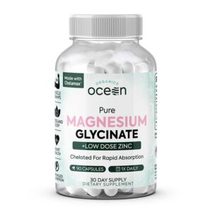 Frente del envase Organics Ocean Magnesium Glycinate con Zinc