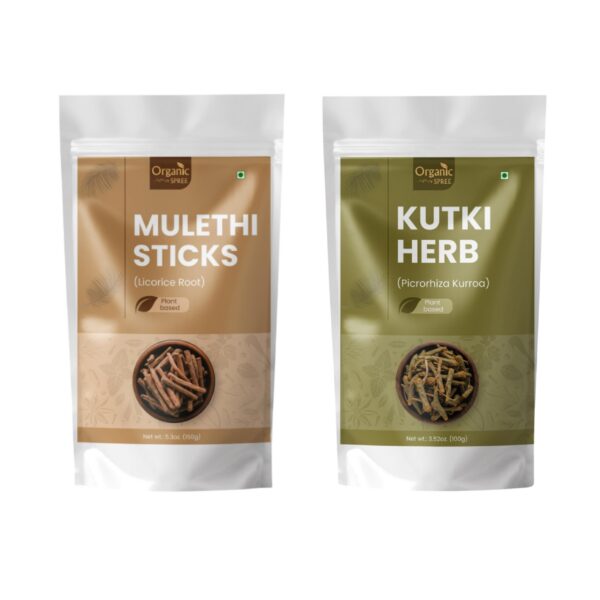 Mulethi Sticks y Kutki Herb - empaque