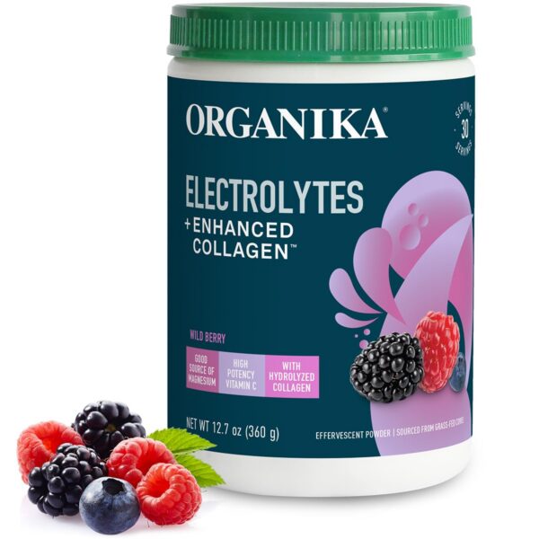 Organika electrolitos con colágeno etiqueta frontal