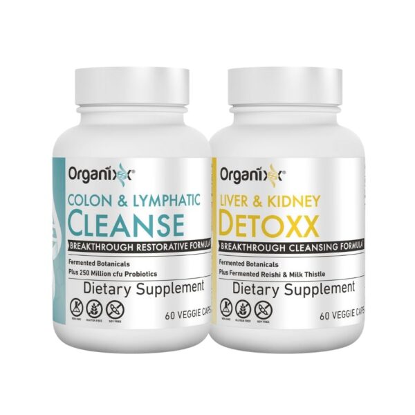 Version 1.0.0 Etiqueta frontal Organixx limpieza linfática y colon