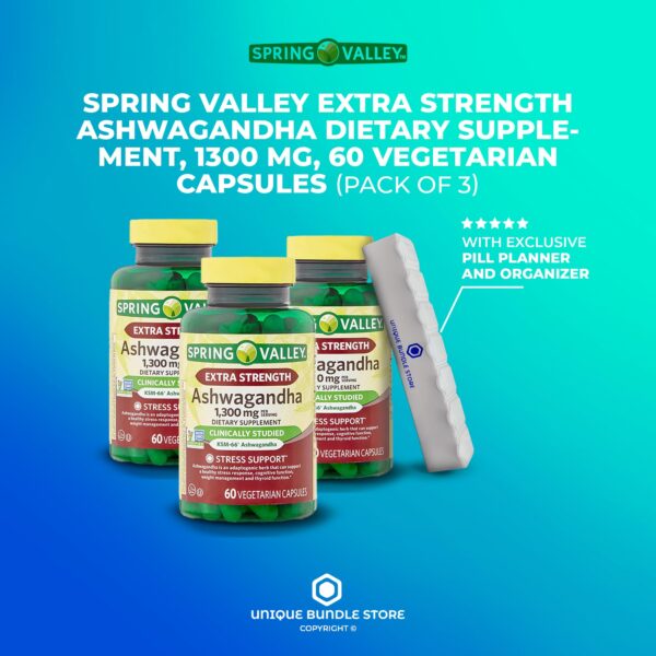 Organizador semanal para pastillas Spring Valley Ashwagandha 60 cápsulas