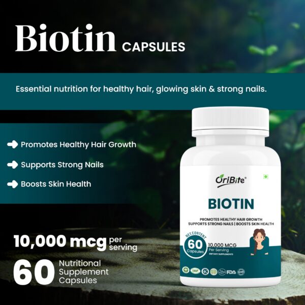 Etiqueta del producto ORIBITE Biotin con zinc y vitamina C