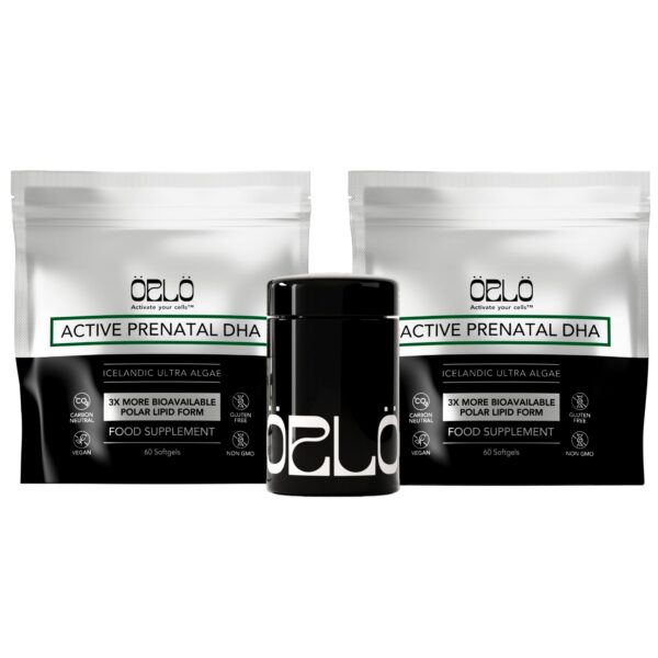 Version 1.0.0 Orlo Prenatal DHA mini softgels frente al envase